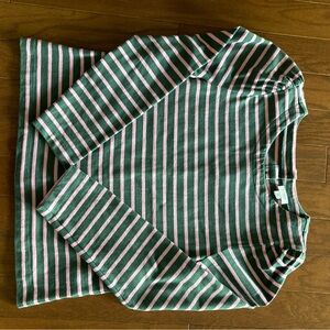 J. Crew Green and Pink Striped Top